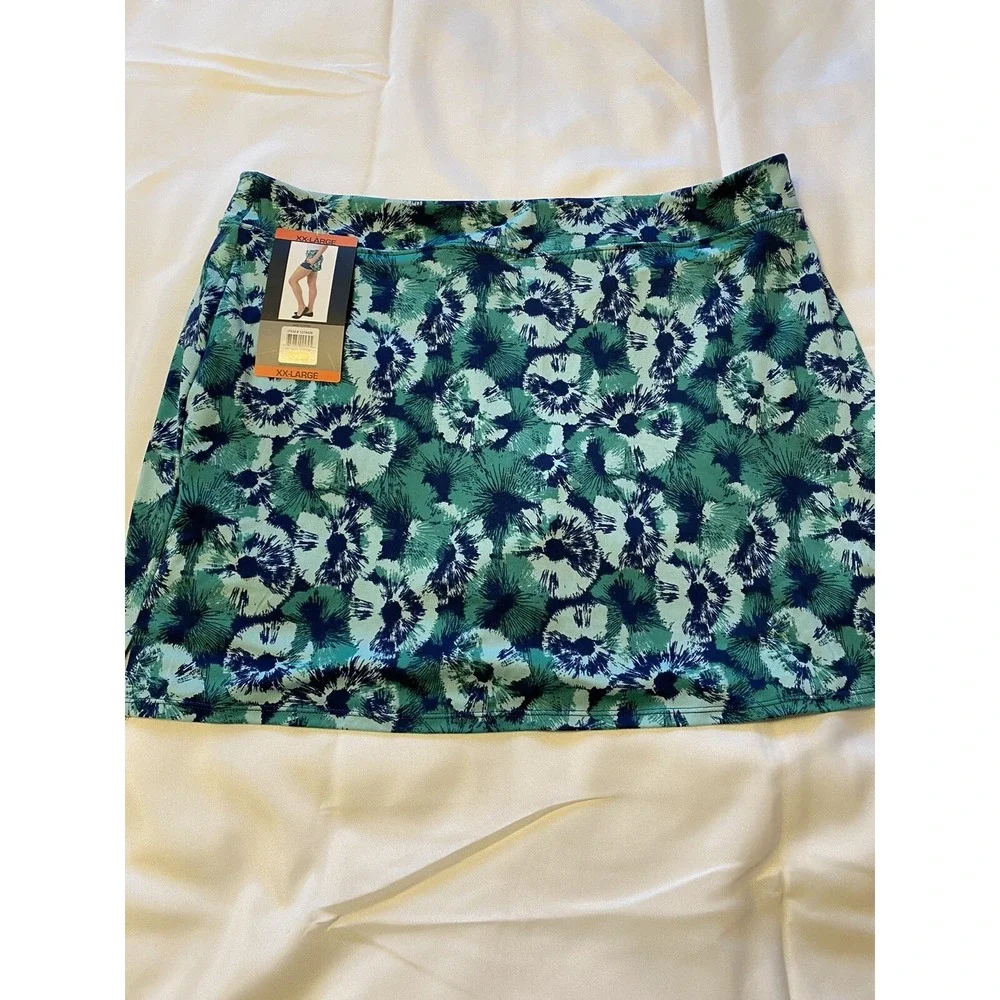 TRANQUILITY NWT Skort Size 2XL Pull-On Blue Floral Tennis Walking Athletic Wear